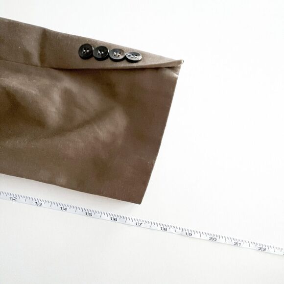 ZARA Men's Suit Jacket Notch Collared Front Pockets Lined Satin Brown Gold US 42 - Picture 6 of 9